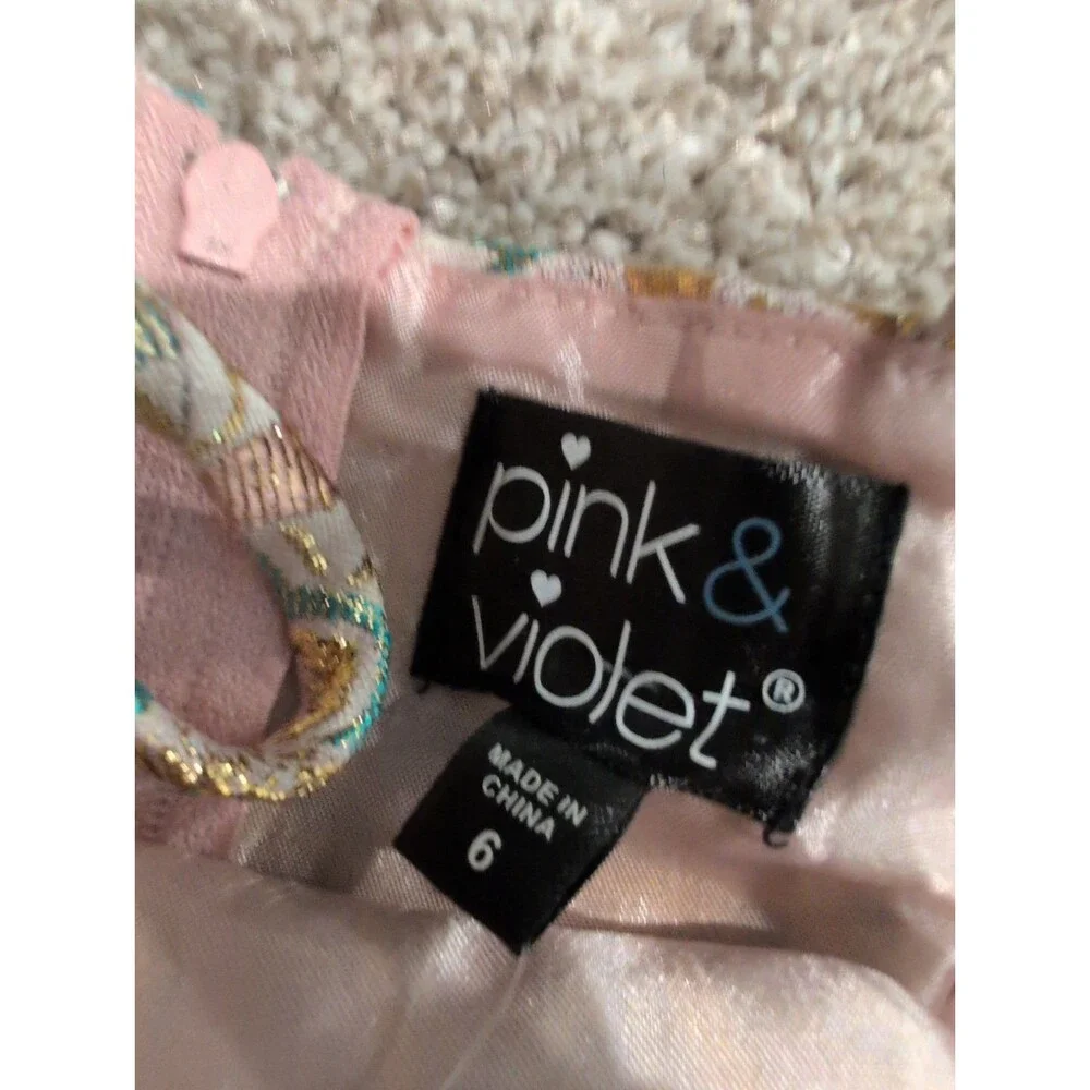 Pink And Violet Brand Girls 6T Dress With Tulle Bottom Train